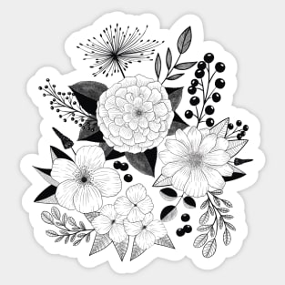 Flower Power: elegant line art style for vintage lovers Sticker